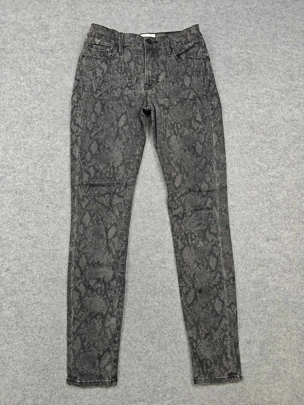 FRAME Jeans Womens 27 Gray Tonal Python Le Skinny De Jeanne Skinny Stretch